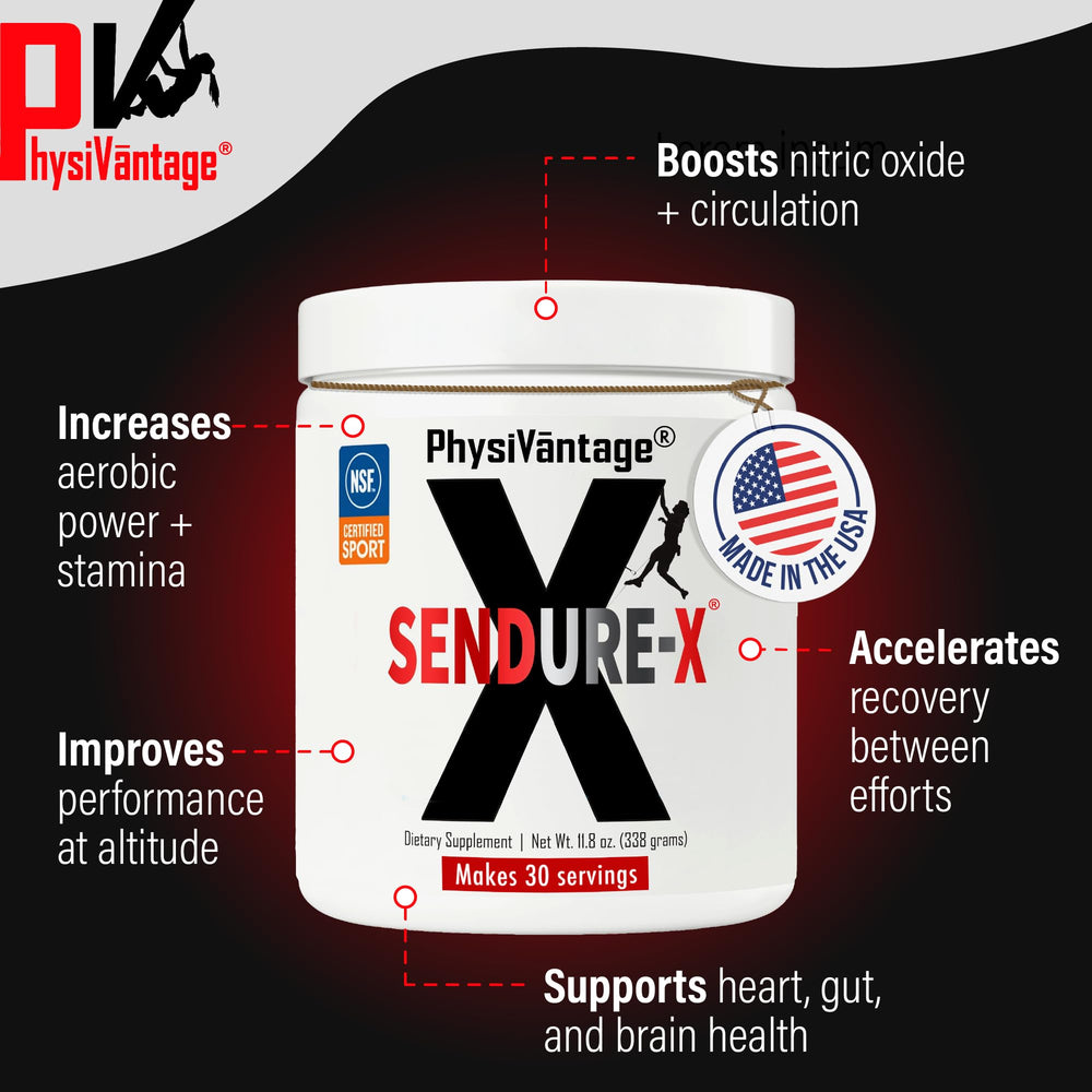Physiovantage Sendure-X scoop measuring a serving for easy dosing.