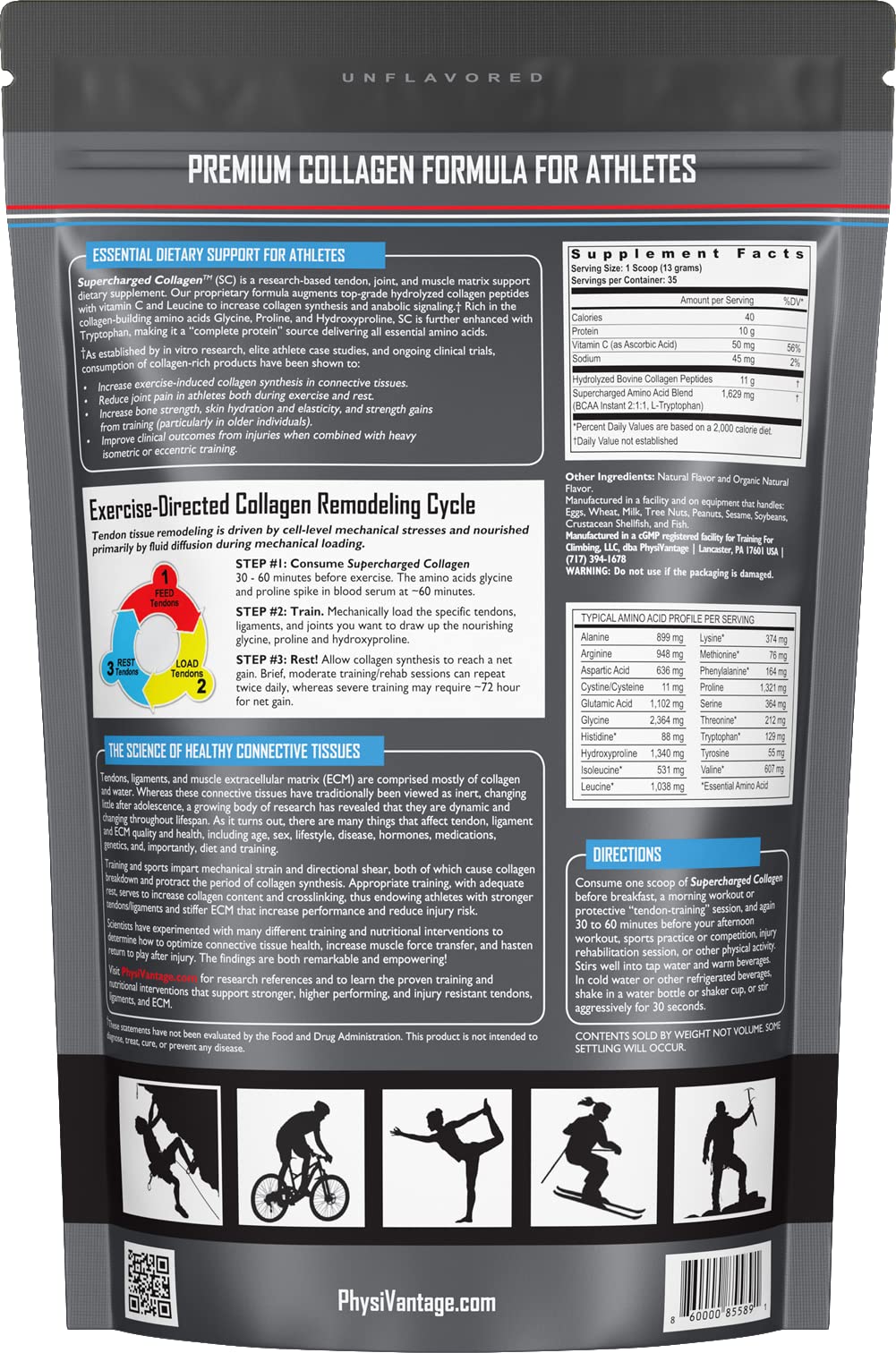 PhysiVantage Supercharged Collagen compressible pouch saves space.