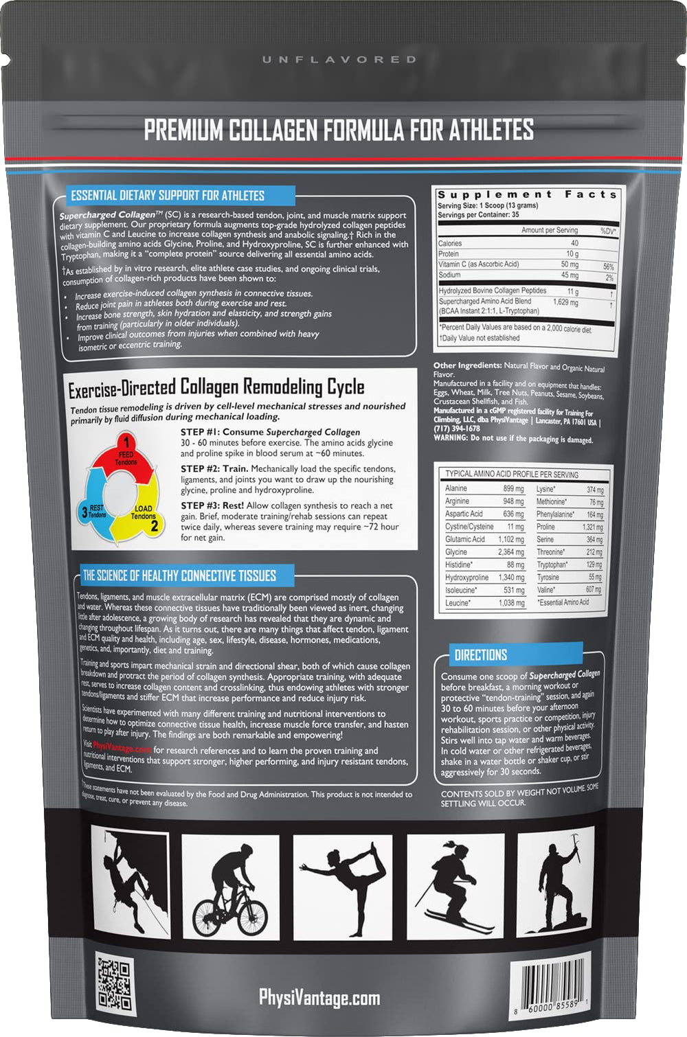 PhysiVantage Supercharged Collagen compressible pouch saves space.