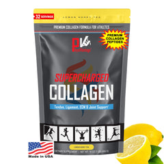 PhysiVantage Supercharged Collagen packaging front shows grass-fed sourcing and premium quality.