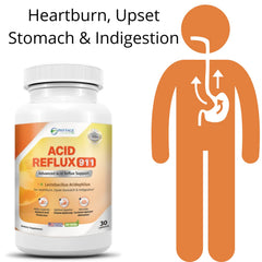 Phytage Labs Acid Reflux 911 capsules closeup emphasizing natural ingredients.