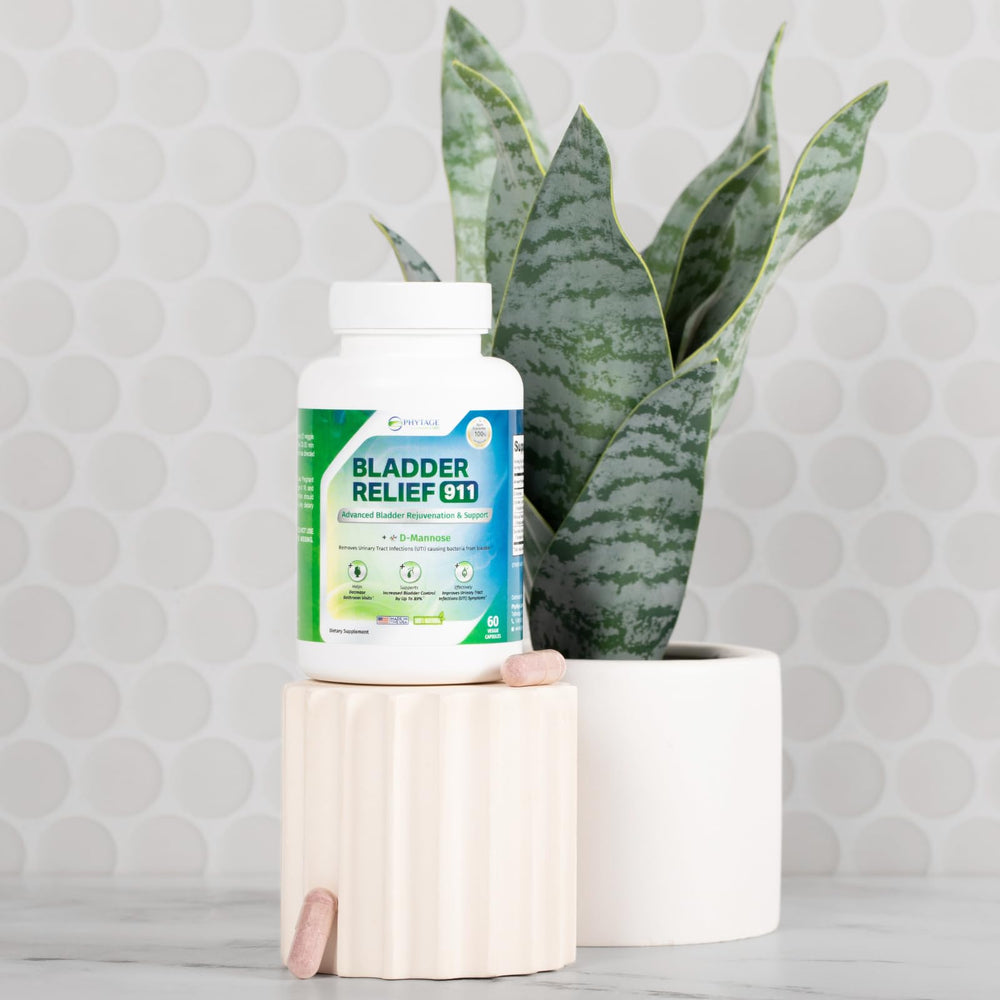 Phytage Labs Bladder Relief 911 label highlighting herbal ingredients.