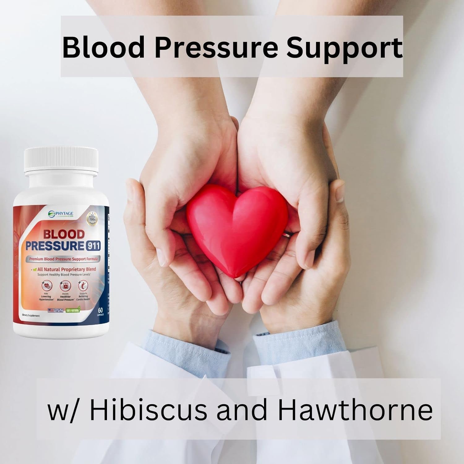 Phytage Labs Blood Pressure 911 bottle back view with label details