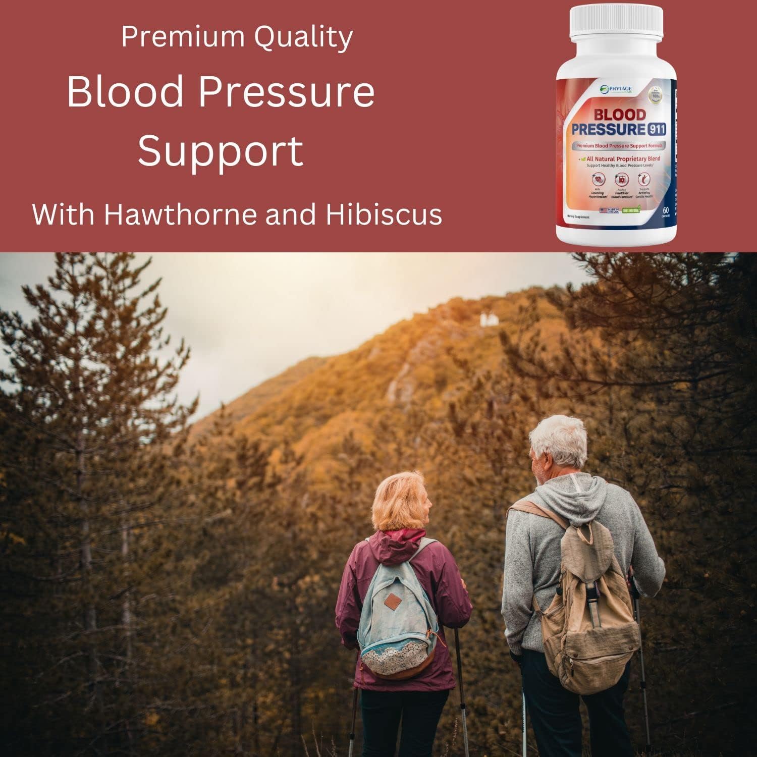 Phytage Labs Blood Pressure 911 pills spread on surface for daily routine