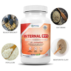 Phytage Labs Internal 911 capsules with measuring spoon for convenient dosing.