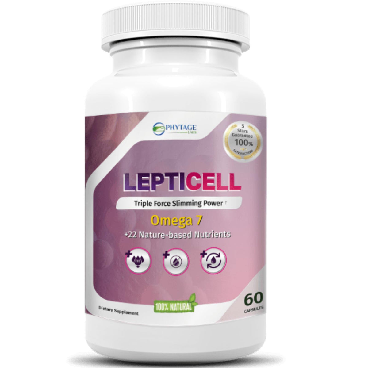 Phytage Labs LeptiCell bottle with capsules for daily wellness support.