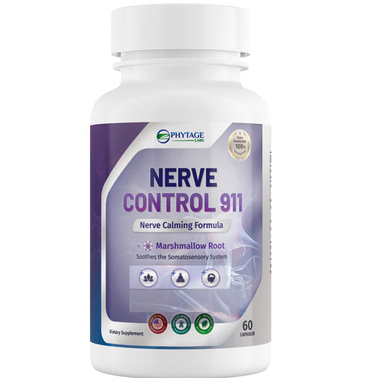 Phytage Labs Nerve Control 911 bottle ready for daily use and nerve support.