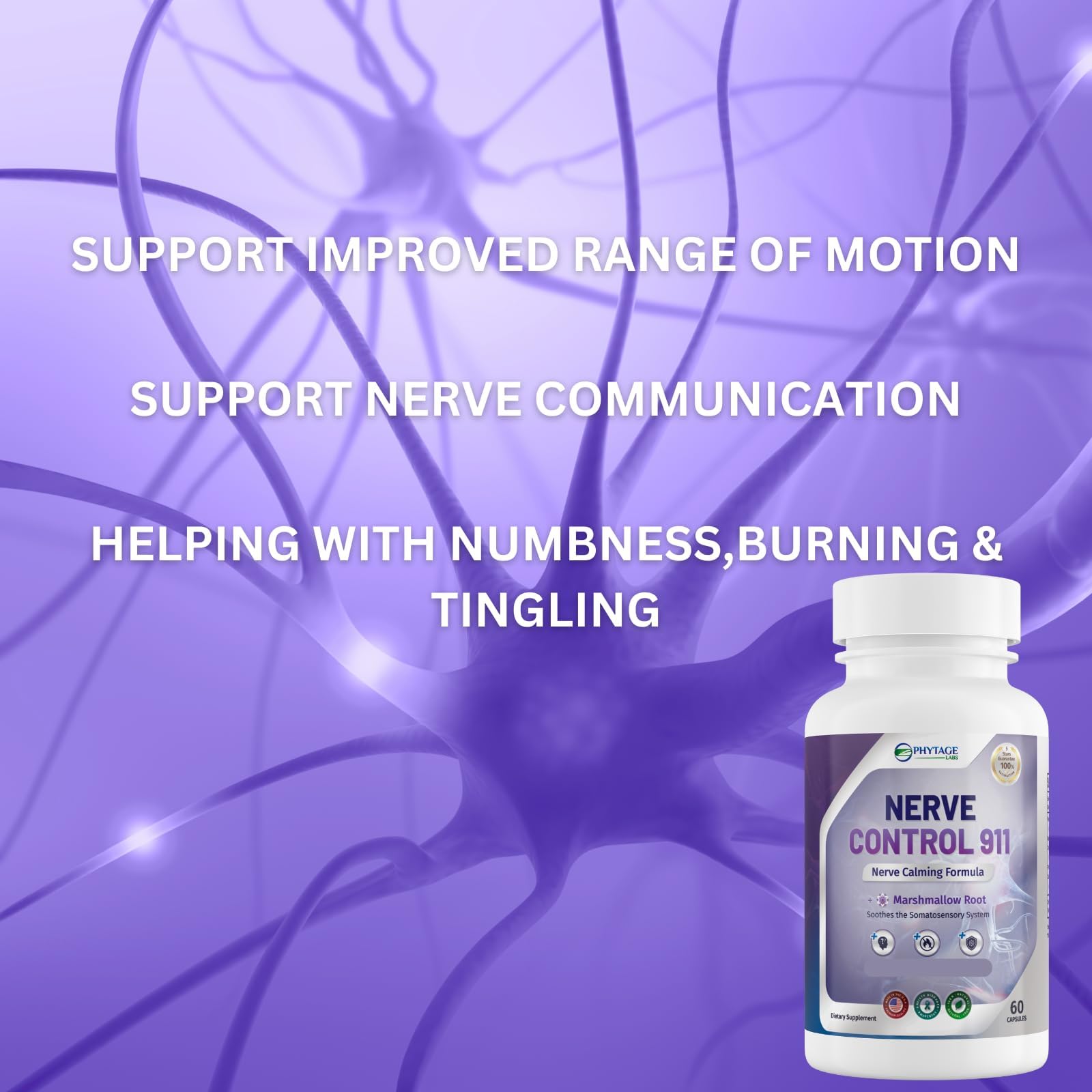 Phytage Labs Nerve Control 911 capsules on dish for daily use