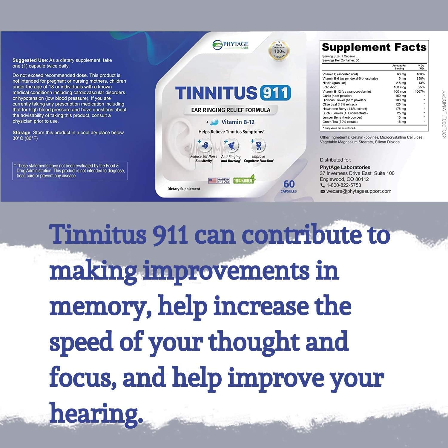 Phytage Labs Tinnitus 911 on store shelf for easy purchase