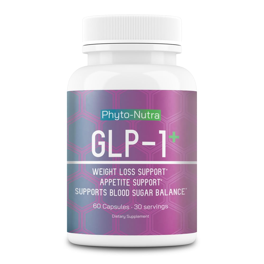 Phyto-Nutra GLP-1 bottle front view with vegan capsules for daily support
