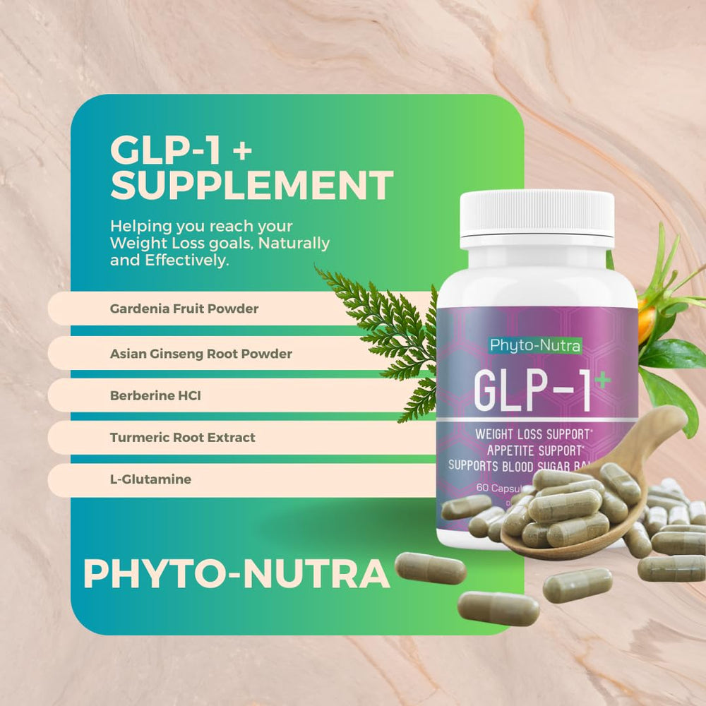Phyto-Nutra GLP-1 bottle beside a glass of water during daily routine
