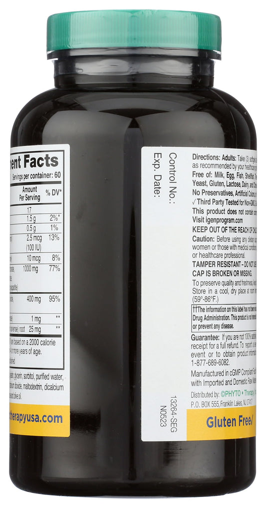 Phyto-Therapy bottle being poured demonstrates convenient daily dosage.
