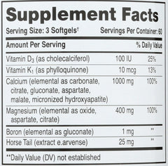 Phyto-Therapy softgels close-up shows 1000 mg calcium per serving.