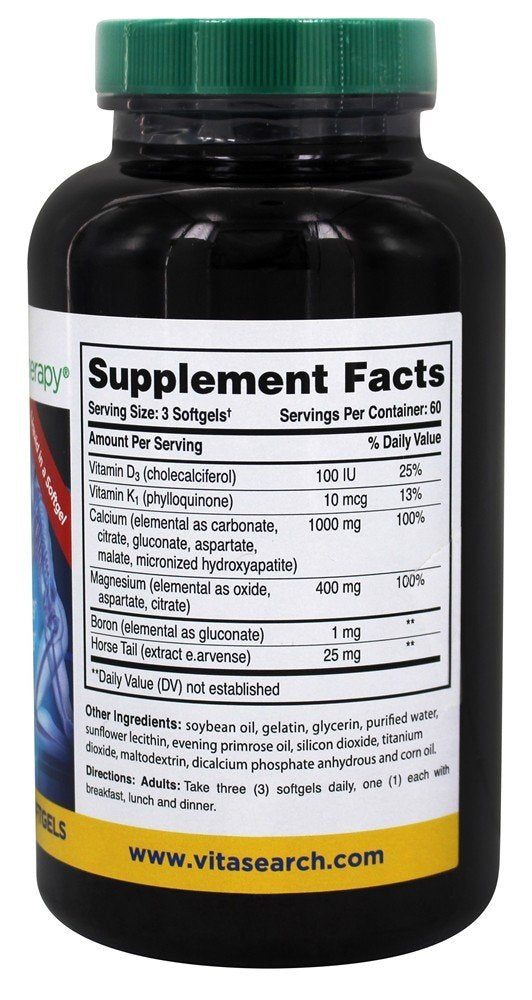 Phyto-Therapy Phytotherapy Rx Calcium liquid softgel pack on countertop, convenient daily use.
