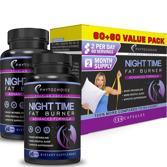 Phytochoice Nighttime Fat Burner bottle for convenient nightly use and non-stimulant support.