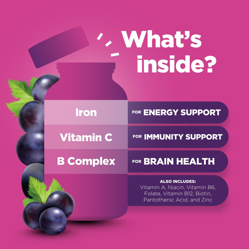 Phytoral Iron Gummies for Kids in a fun flavor shot emphasizing easy chew