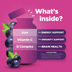 Phytoral Iron Gummies for Kids in a fun flavor shot emphasizing easy chew