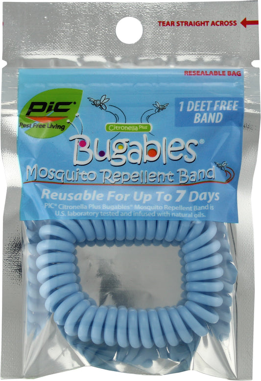 PIC Citronella coil wristband worn on the wrist with outdoor-use citrus scent.