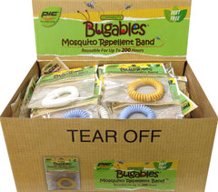 PIC Citronella coil wristbands in a resealable pouch showing color options and portability.