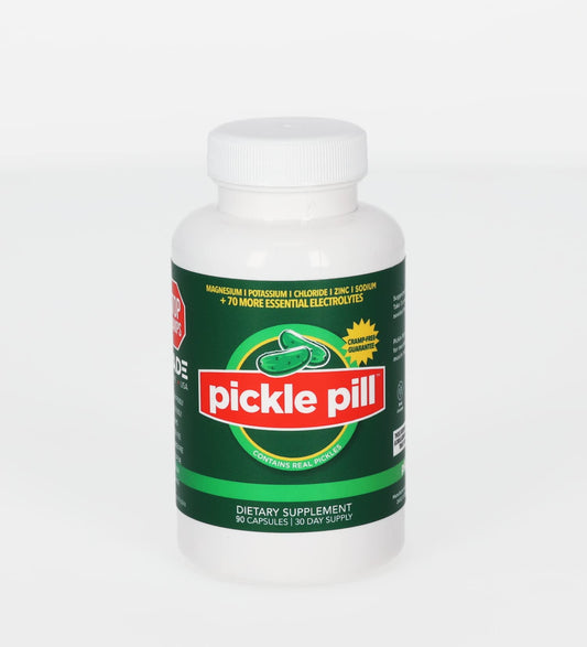 PicklePill Cramp Defense bottle front for daily electrolyte support during workouts.