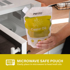 Pifito microwave-safe pouch for easy oil melting.