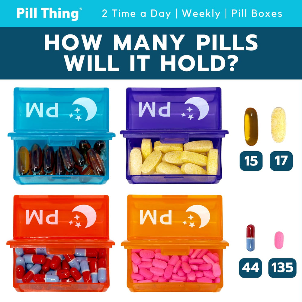 Pill Thing extra-large compartments fit big pills and capsules.