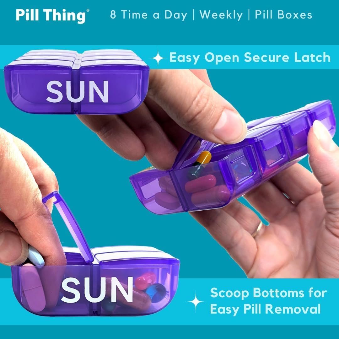 PILL THING secure tray keeps meds, vitamins, and supplements organized on the go.