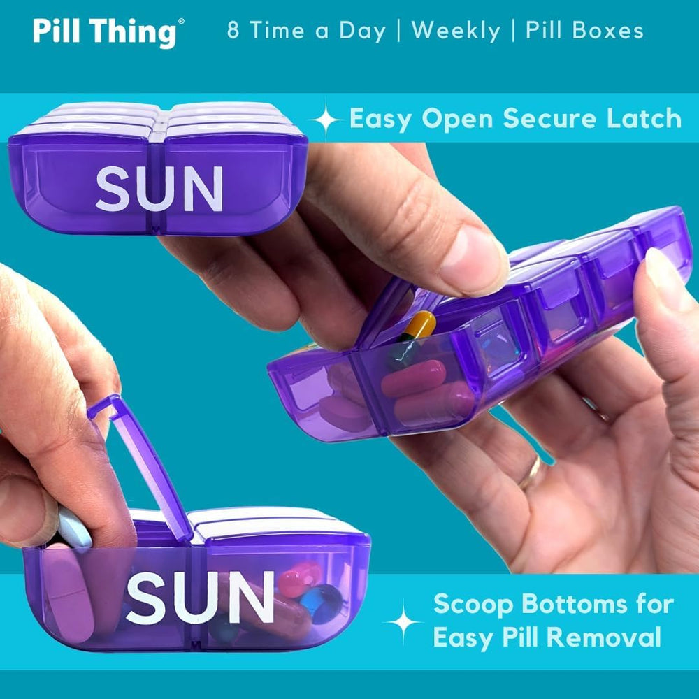 PILL THING secure tray keeps meds, vitamins, and supplements organized on the go.