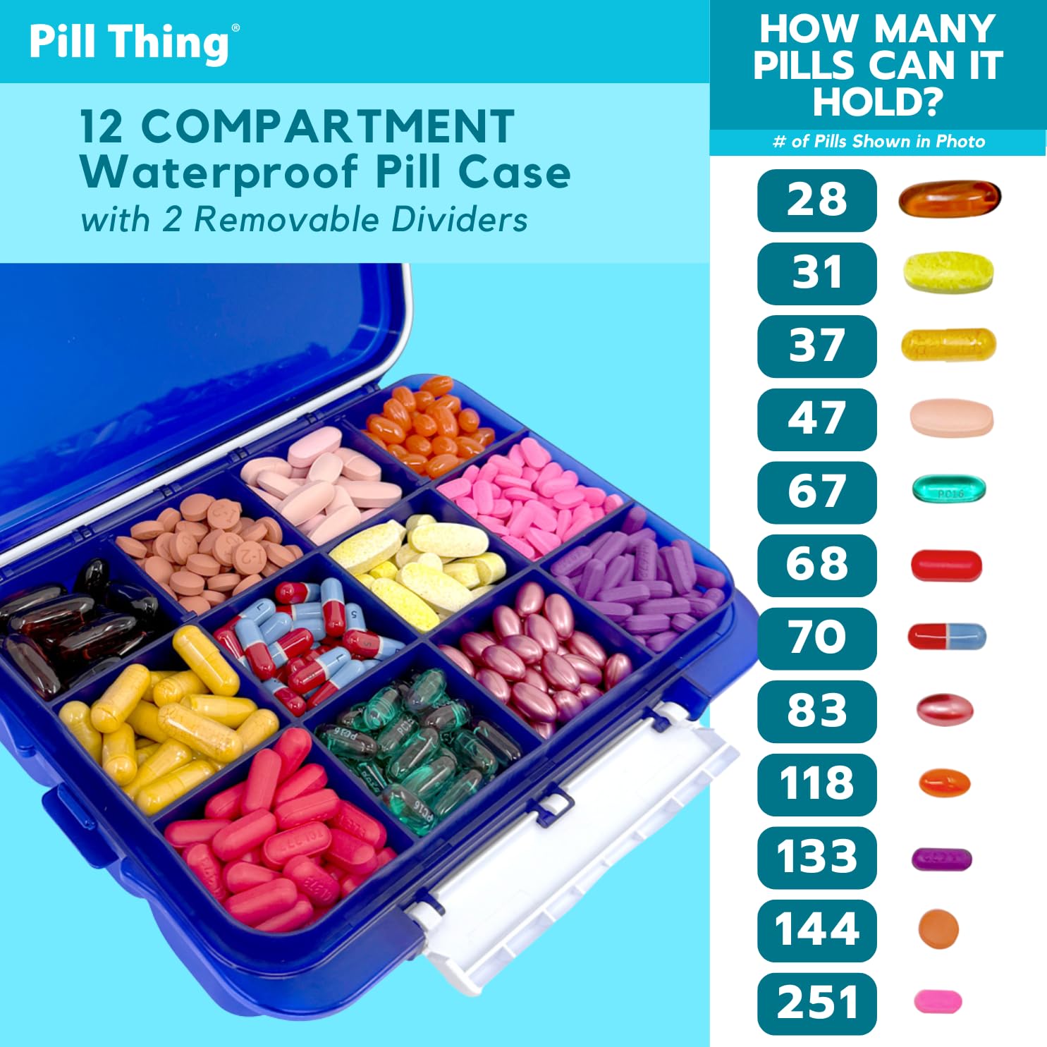 PILL THING two-pack blue set ideal for home and travel.