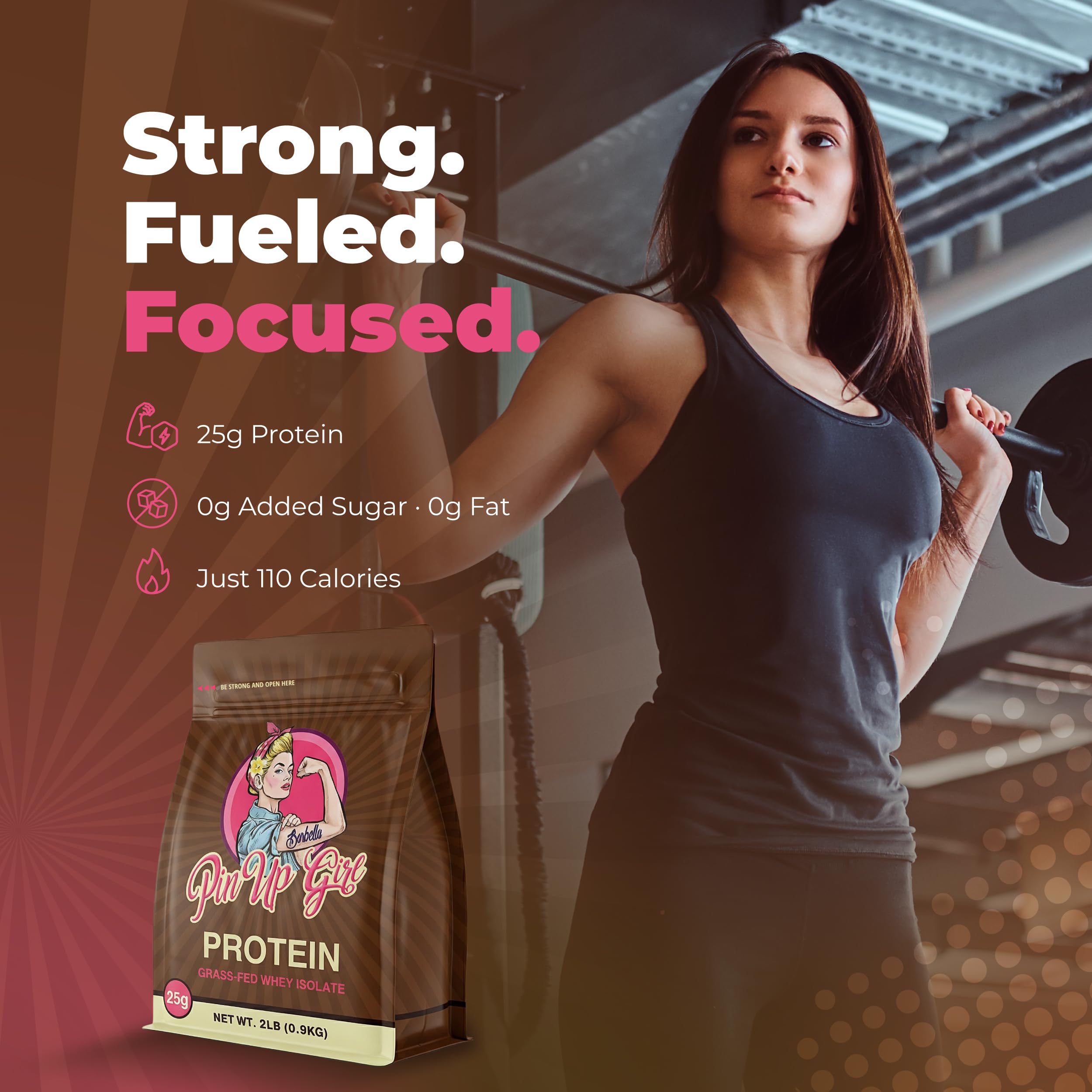 Pin Up Girl Whey Isolate Dutch Chocolate nutrition label emphasizes 25 g protein per serving