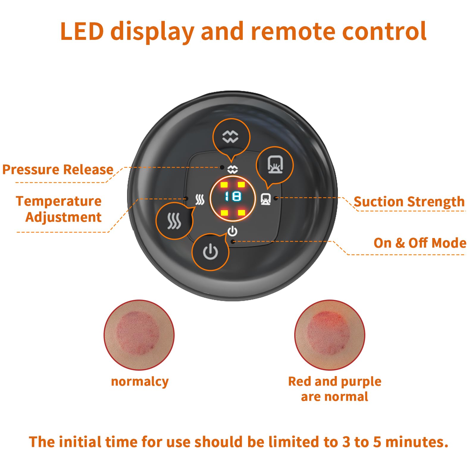 Built-in timer shows 15-minute shutoff for safe sessions