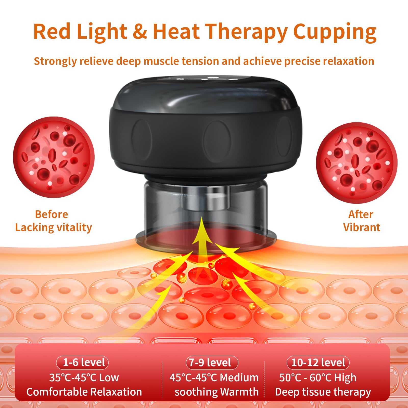 Heat therapy temperature control from 38°C to 50°C for customized warmth