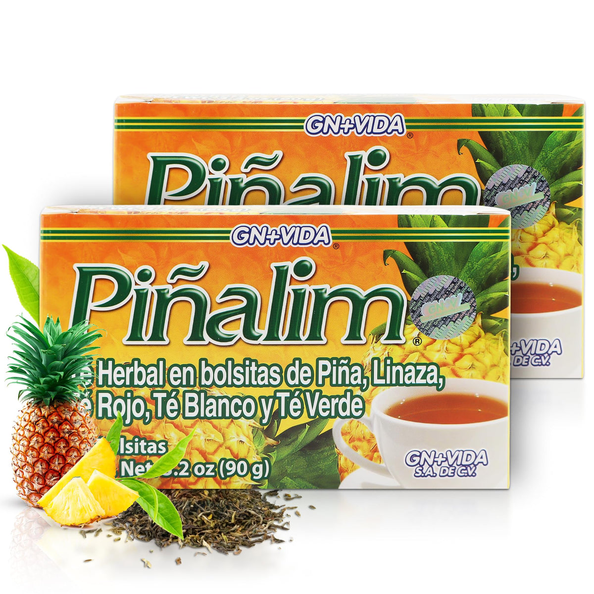 PIÑALIM GN + VIDA Tea pineapple tea bag for a caffeine-free detox ritual.