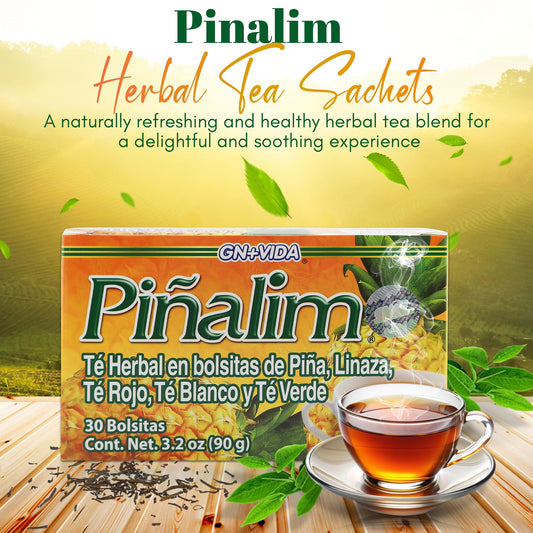 PIÑALIM GN + VIDA Tea herbal blend in a cup for a calming nightly routine.