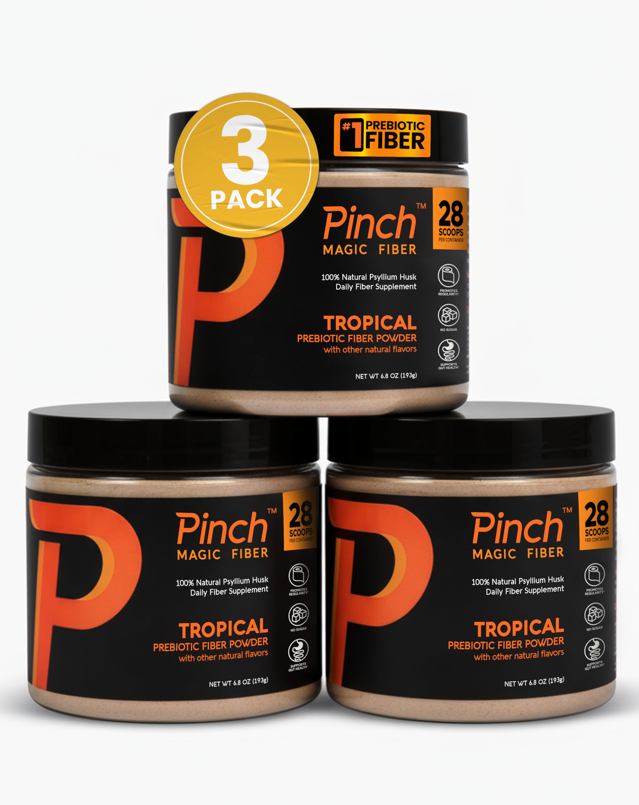 Pinch Magic Fiber Tropical 3-Pack box for daily digestive support.