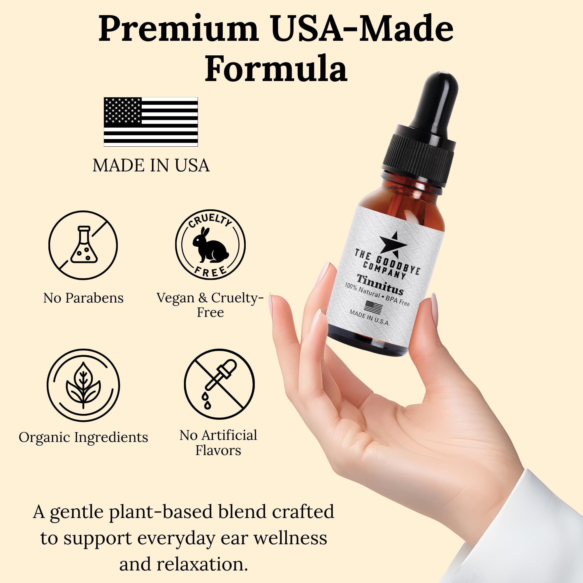 Pine lignin ingredient label detail highlighting natural support for auditory nerves