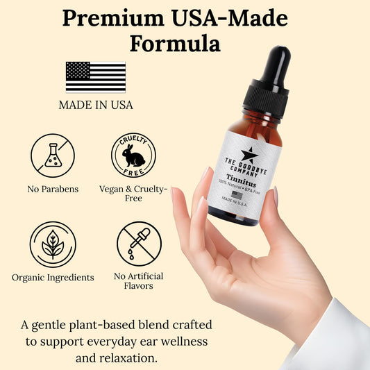 Pine lignin ingredient label detail highlighting natural support for auditory nerves