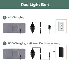 Pinfriy Red Light Belt works with outlet or power bank for flexible use.