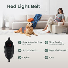 Pinfriy Red Light Belt soft fabric ensures comfortable use on sofa or bed.