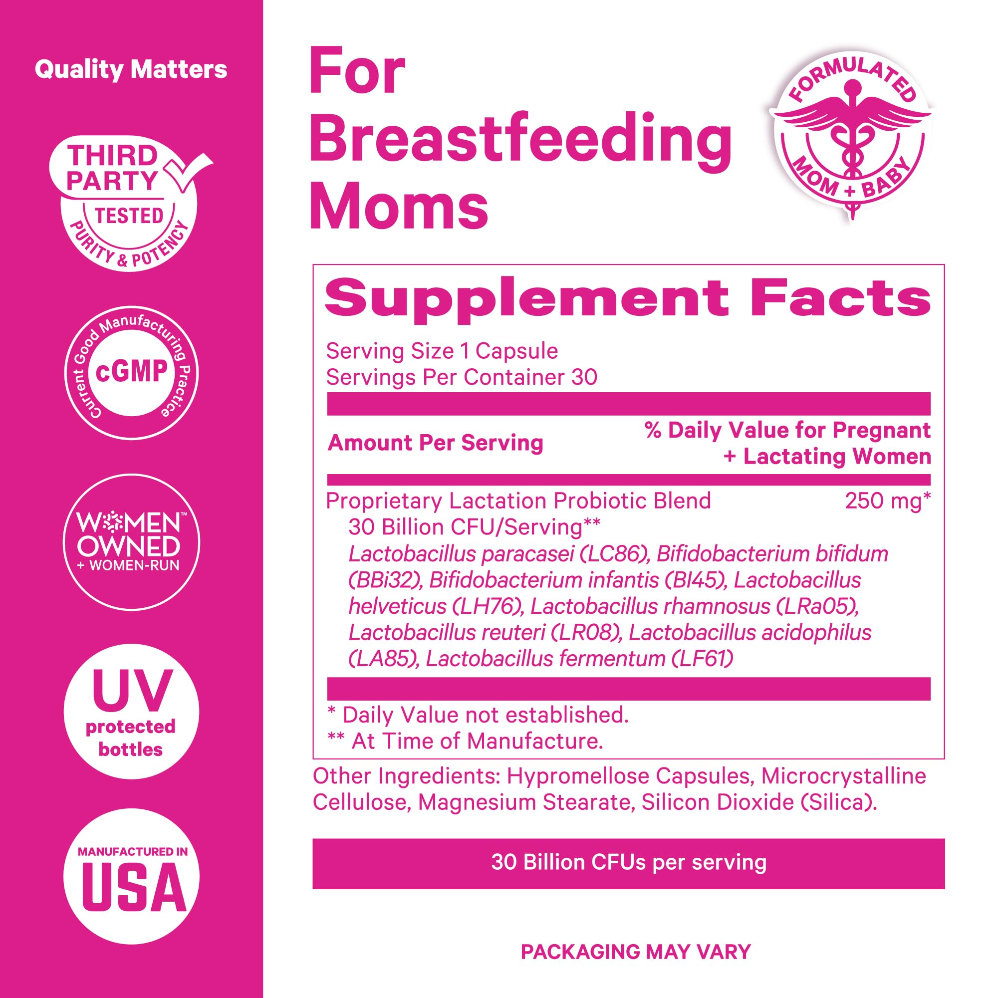 Baby with caregiver shows potential benefits of Pink Stork for infant gut health.