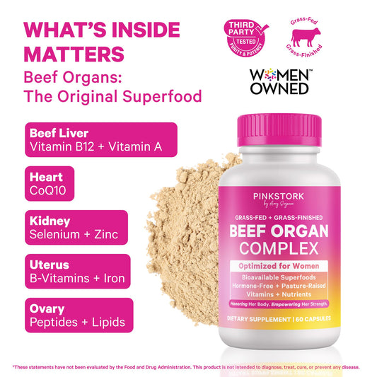 Pink Stork Beef Organ ingredients highlight organs for real-food nutrients.