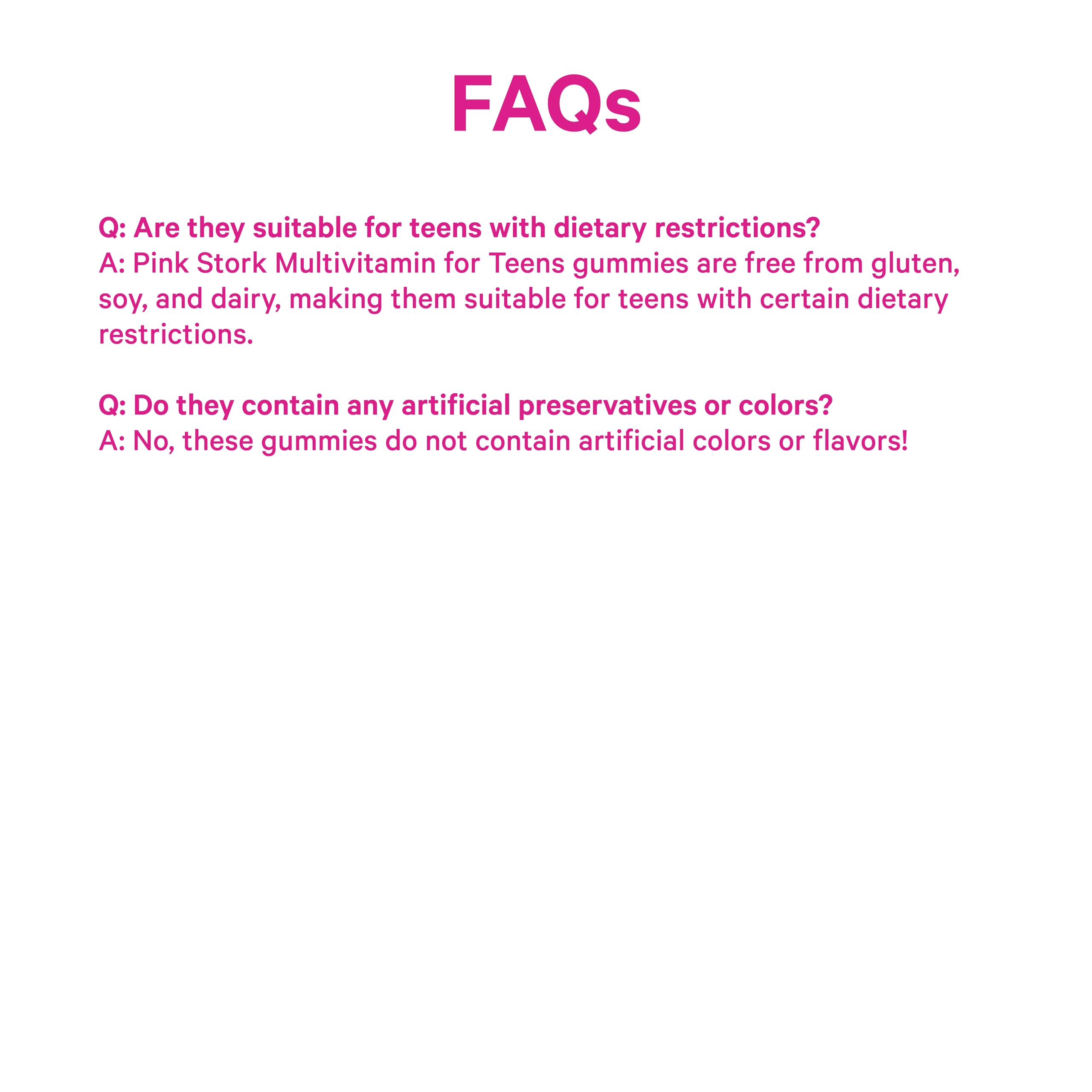 Pink Stork label emphasizes clinically studied nutrients for teens' daily routine.