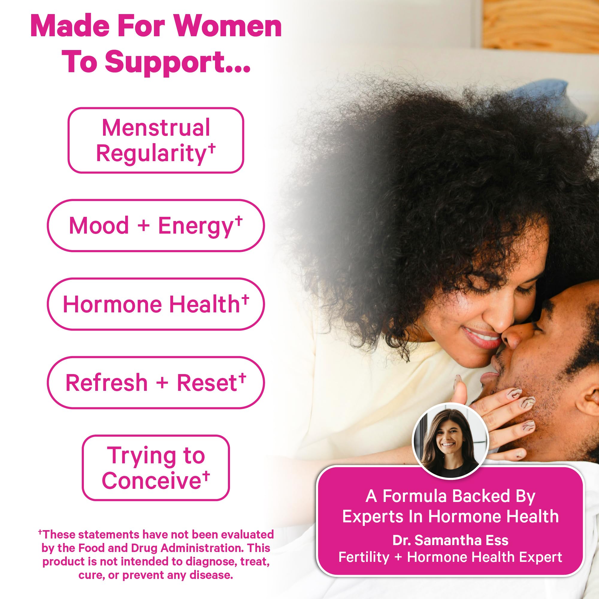 Pink Stork Birth Control Cleanse ingredient view featuring Vitex, Vitamin D, and Magnesium.