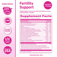 Pink Stork brand logo closeup reinforcing women-owned mission.