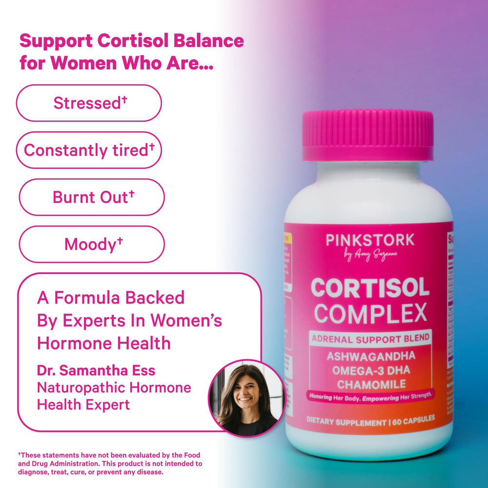 Pink Stork Cortisol Supplements organic ashwagandha focus for adaptable mood balance.