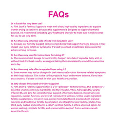 Pink Stork Fertility Support bottle highlights a trusted, women-owned brand.