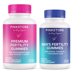 Pink Stork His and Hers Fertility Gummies bundle for couples trying to conceive