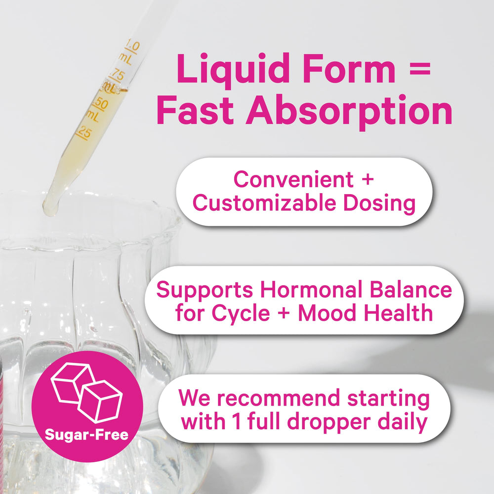 Liquid texture close-up of Pink Stork Hormone Balance Drops for fast absorption