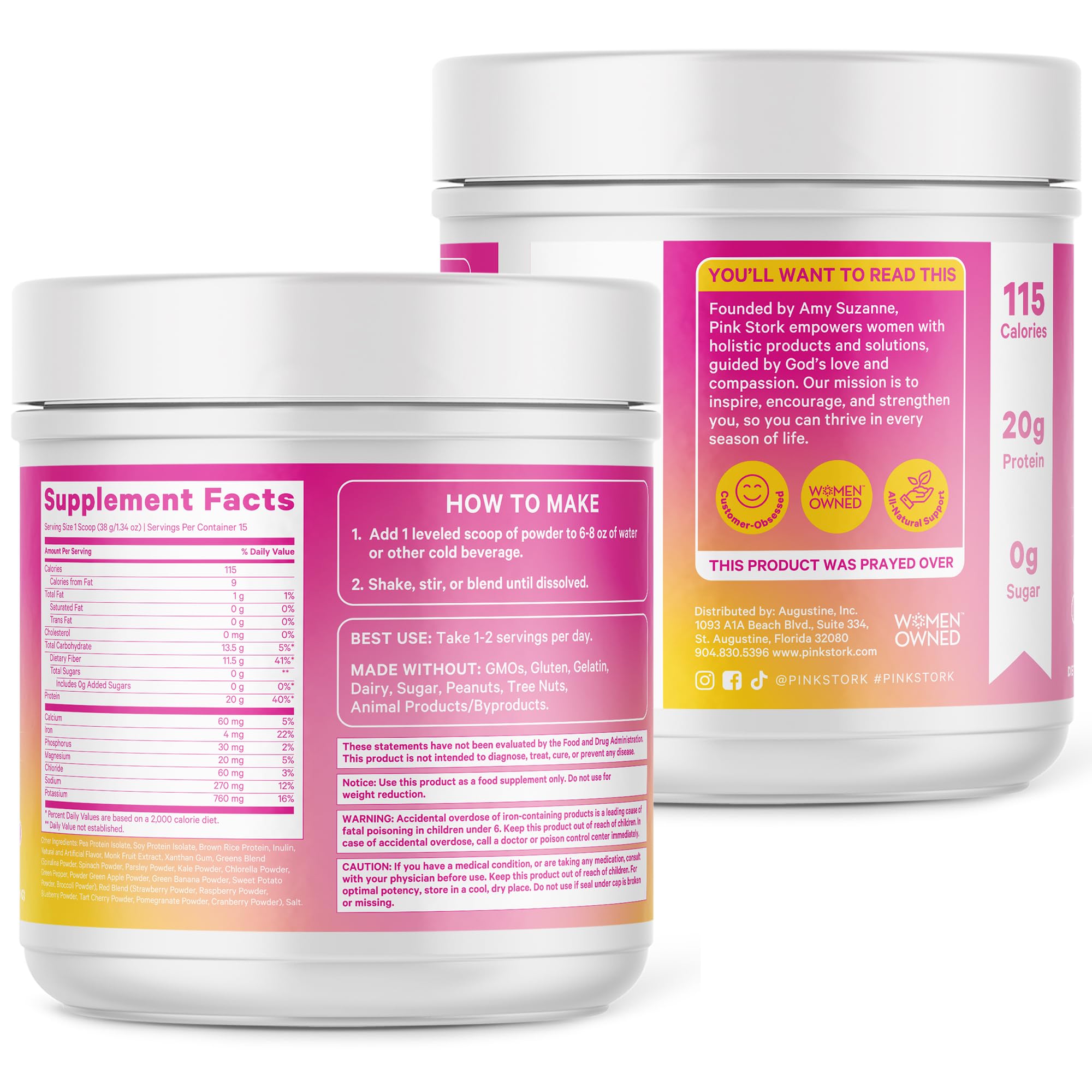 Pink Stork vanilla protein ingredients close-up