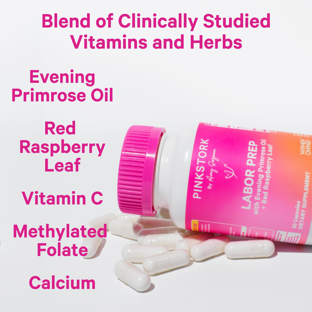 Pink Stork Labor Prep Red Raspberry Leaf capsules for uterine health support